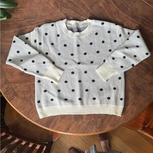 Springy Cream and Black Polka Dot Sweater Medium